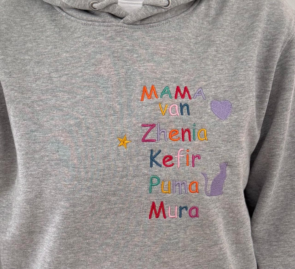 Personalized Hoodie with Mama/Papa/Opa/Oma and family names