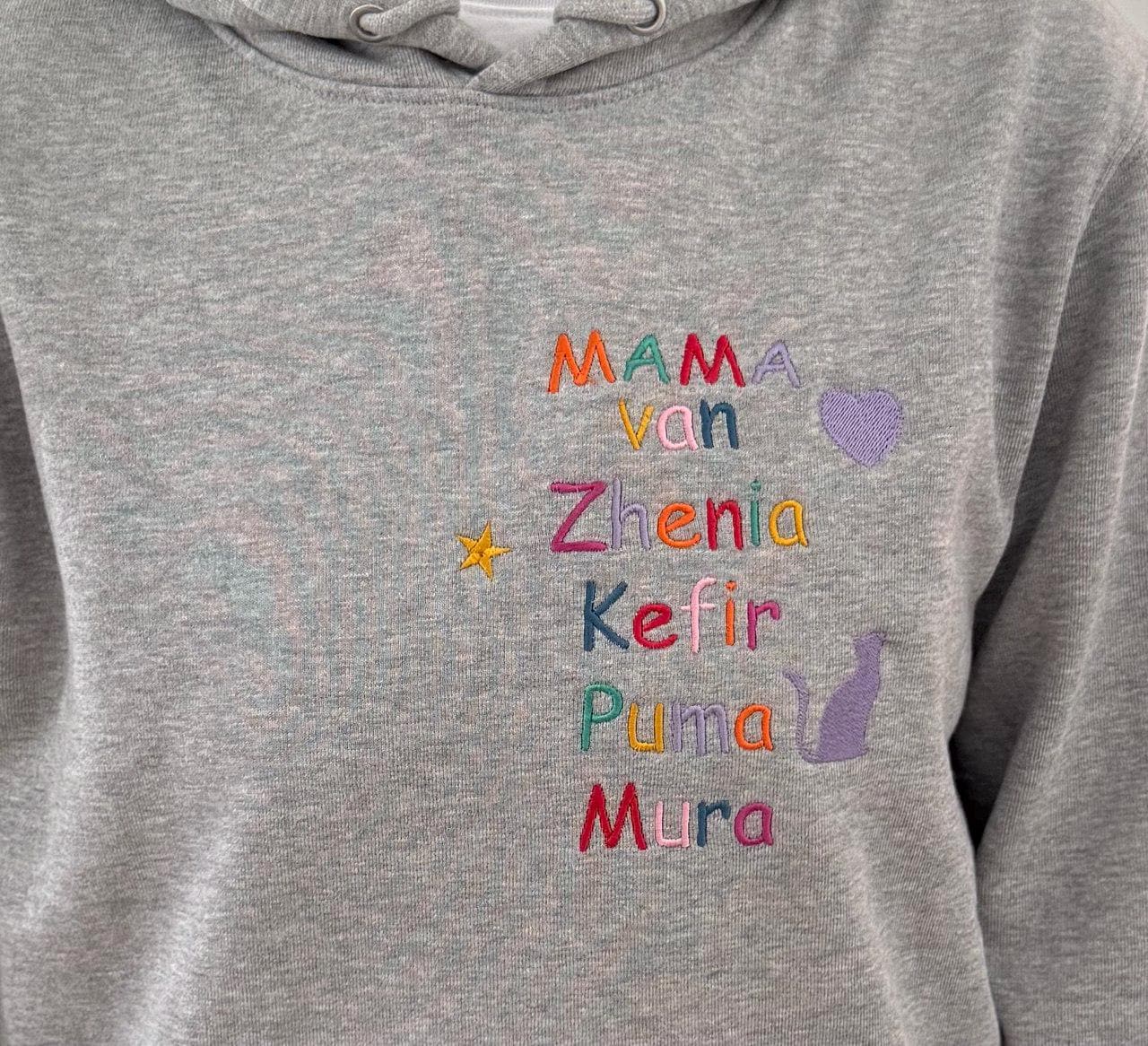 Personalized Hoodie with Mama/Papa/Opa/Oma and family names