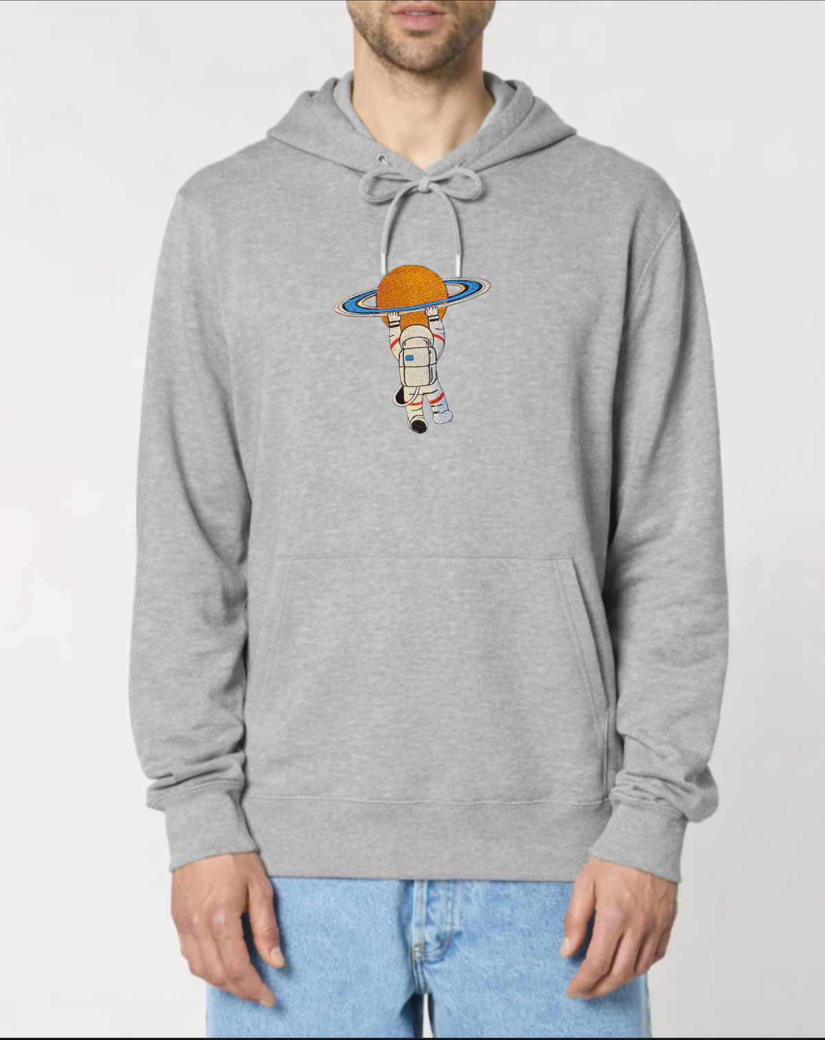 Astronaut Holding Planet Hoodie — Artemis II Mission Relaxed Fit