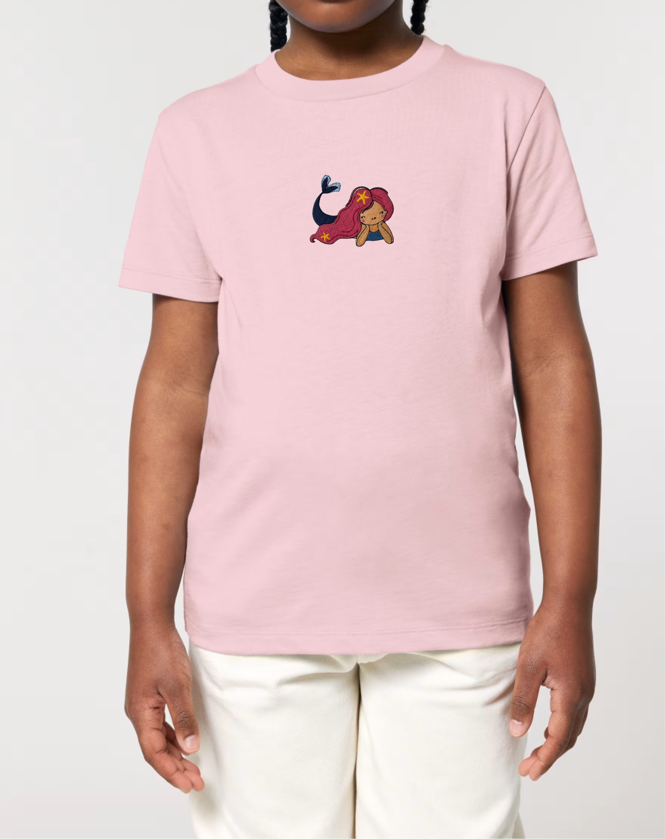 Embroidered Mermaid Kids T-Shirt – 100% Cotton OEKO-TEX®