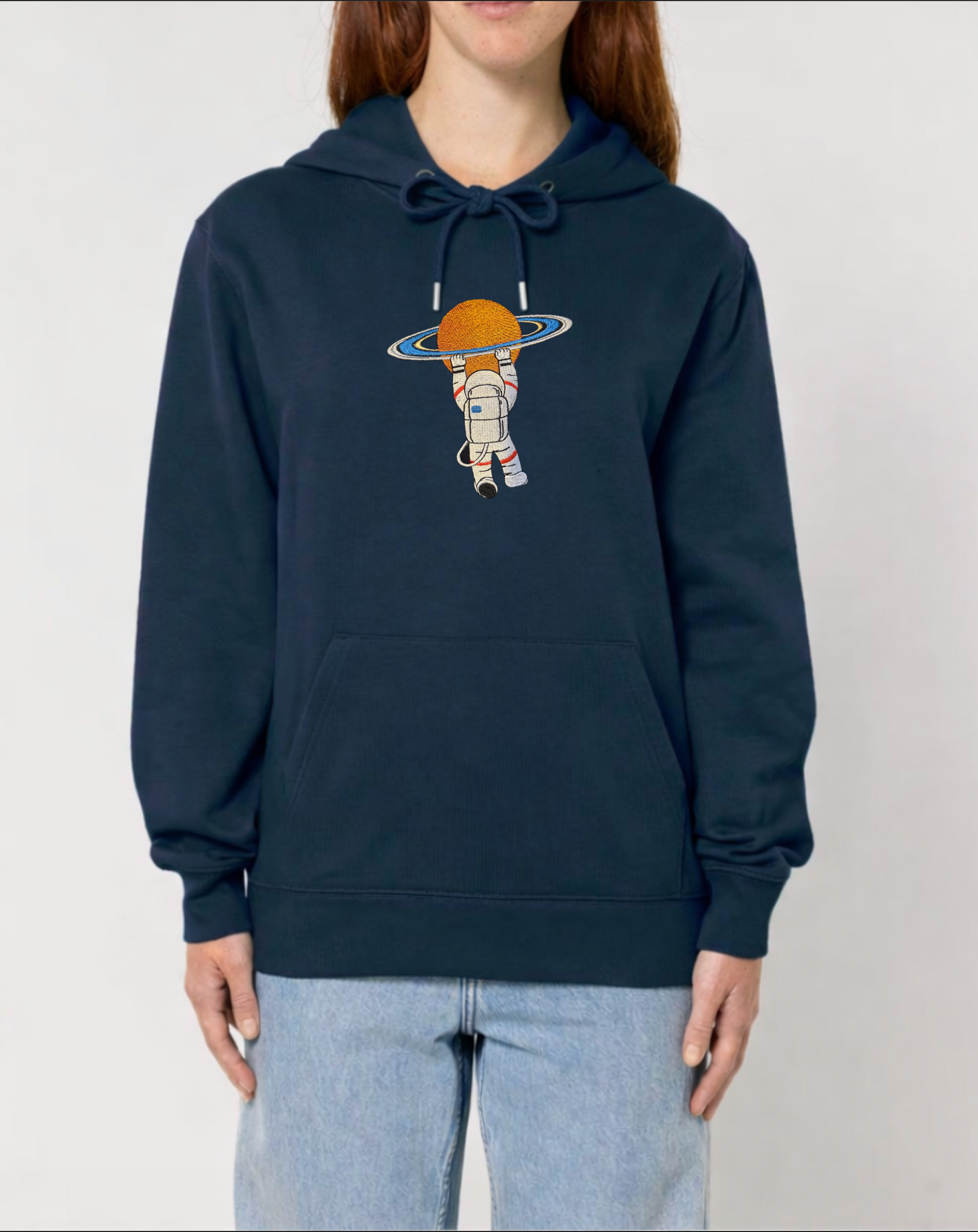 Astronaut Holding Planet Hoodie — Artemis II Mission Relaxed Fit
