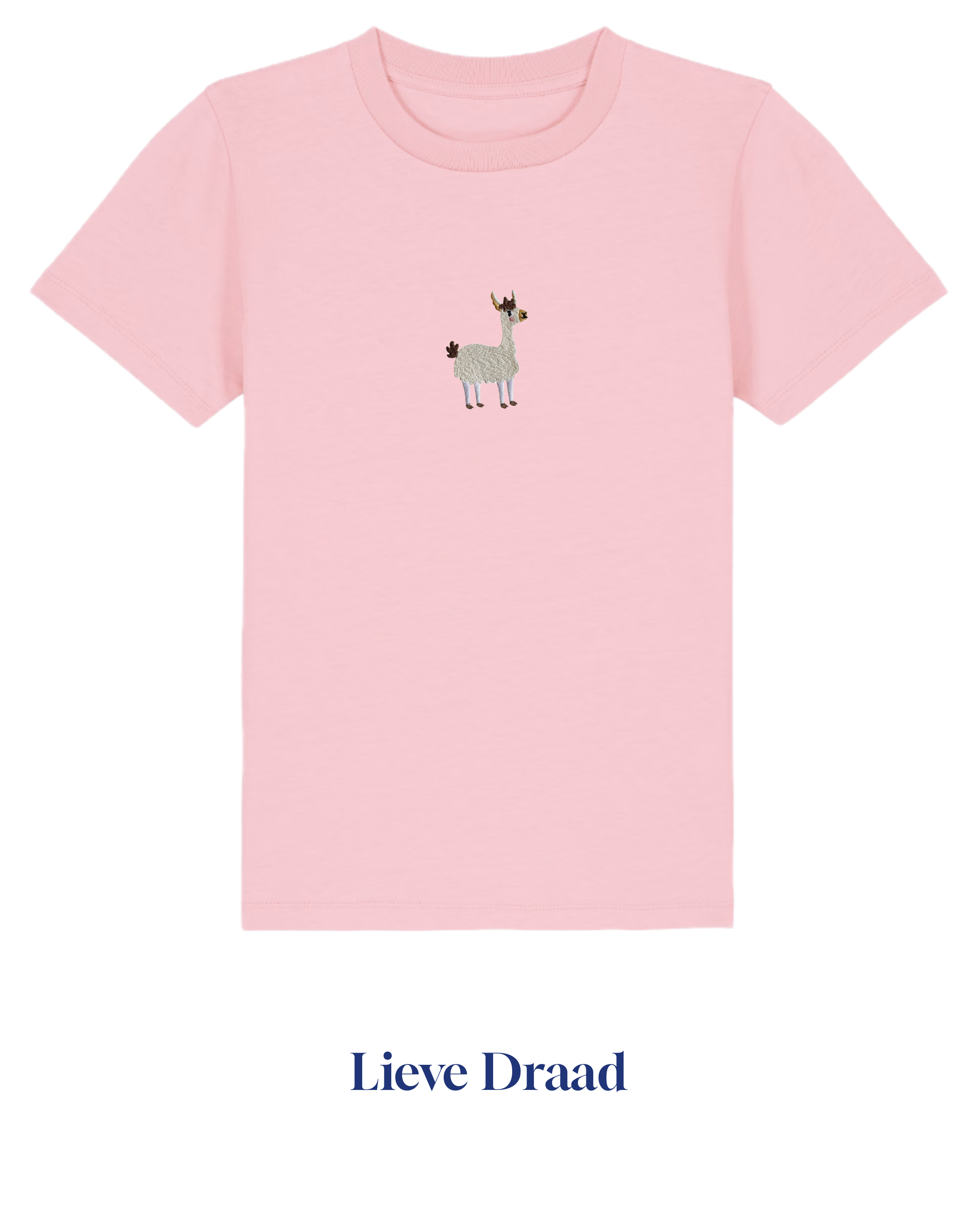 T-shirt with cute llama embroidery