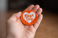 King's Day embroidery patch, 4 × 4.5 cm orange heart - iron / sew