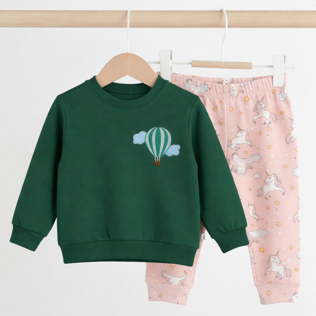 Kids neck sweatshirt with Air Balloon Embroidery