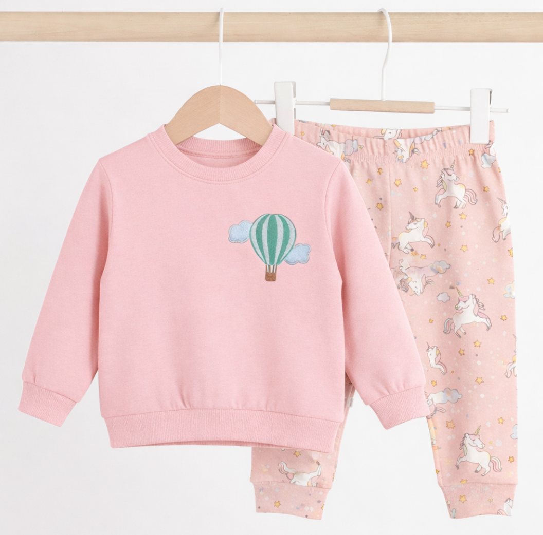 Kids neck sweatshirt with Air Balloon Embroidery