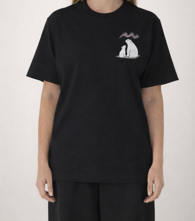 T-shirt with Little White Bear Embroidery