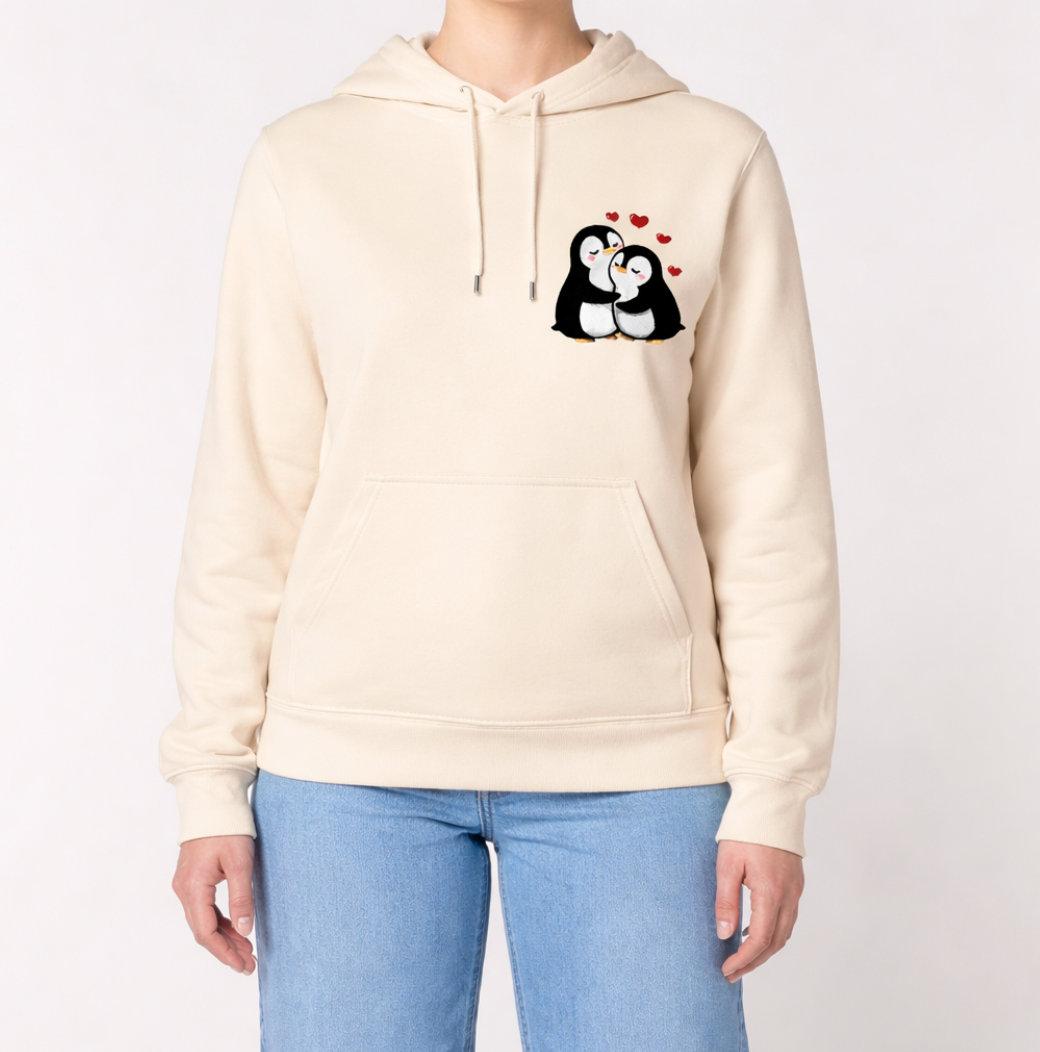 Embroidered Penguin Love Hoodie - Valentine’s Day Gift