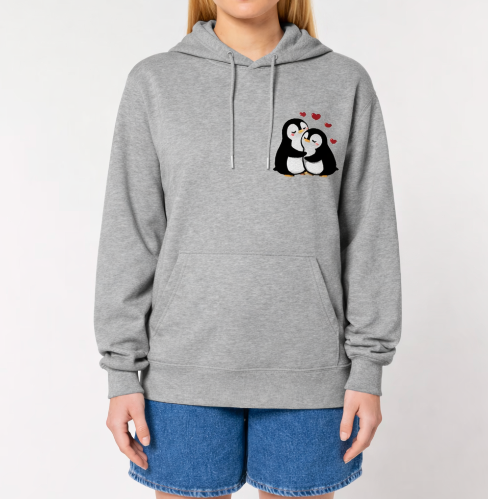 Embroidered Penguin Love Hoodie - Valentine’s Day Gift
