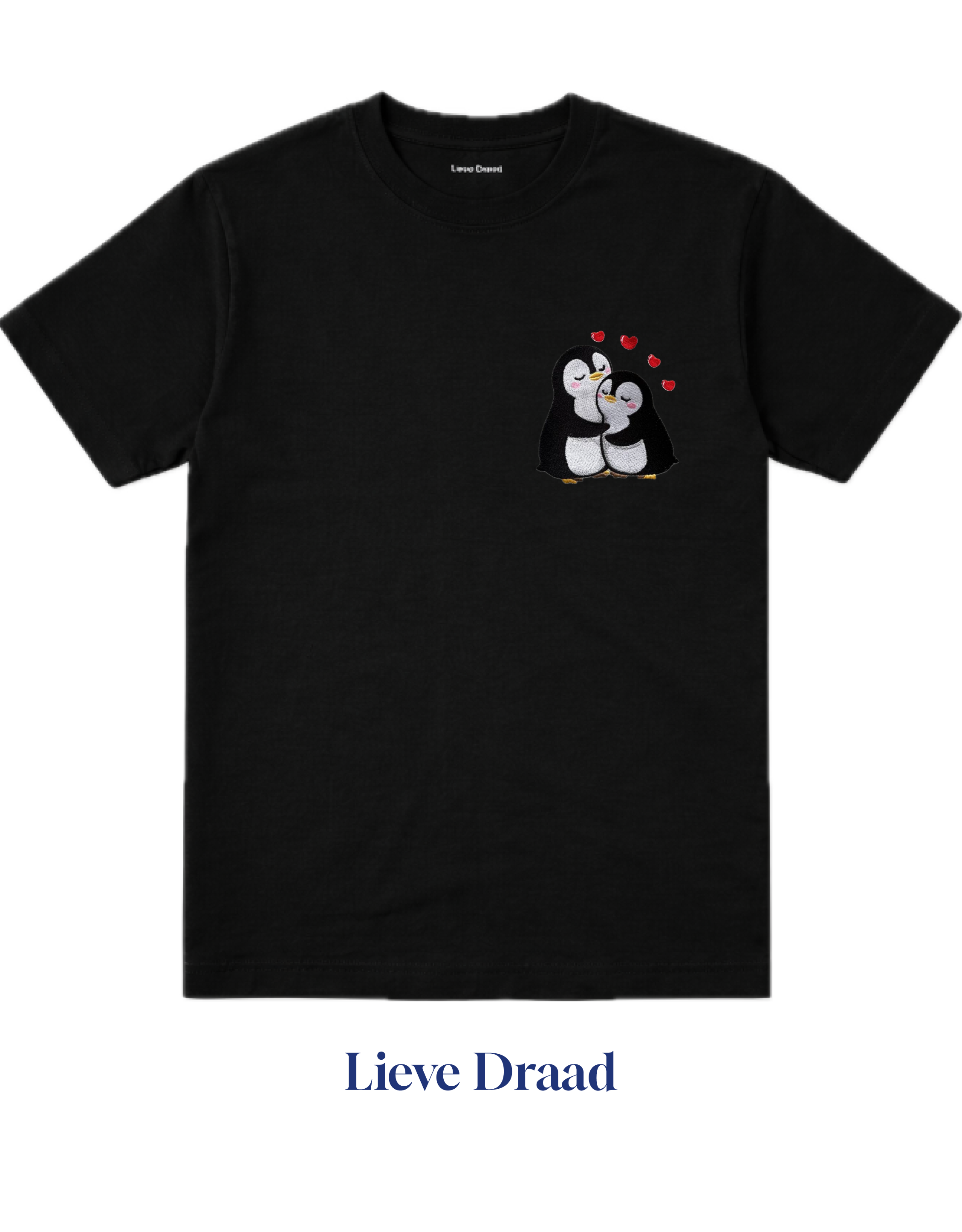 Relaxed Fit T-Shirt/Hoodie - Embroidered Penguin Love