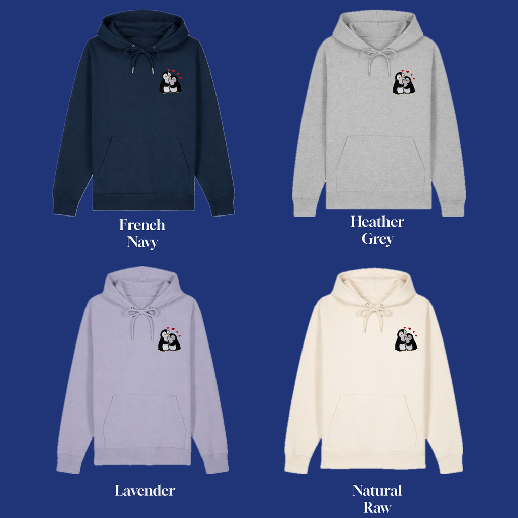 Relaxed Fit T-Shirt/Hoodie - Embroidered Penguin Love