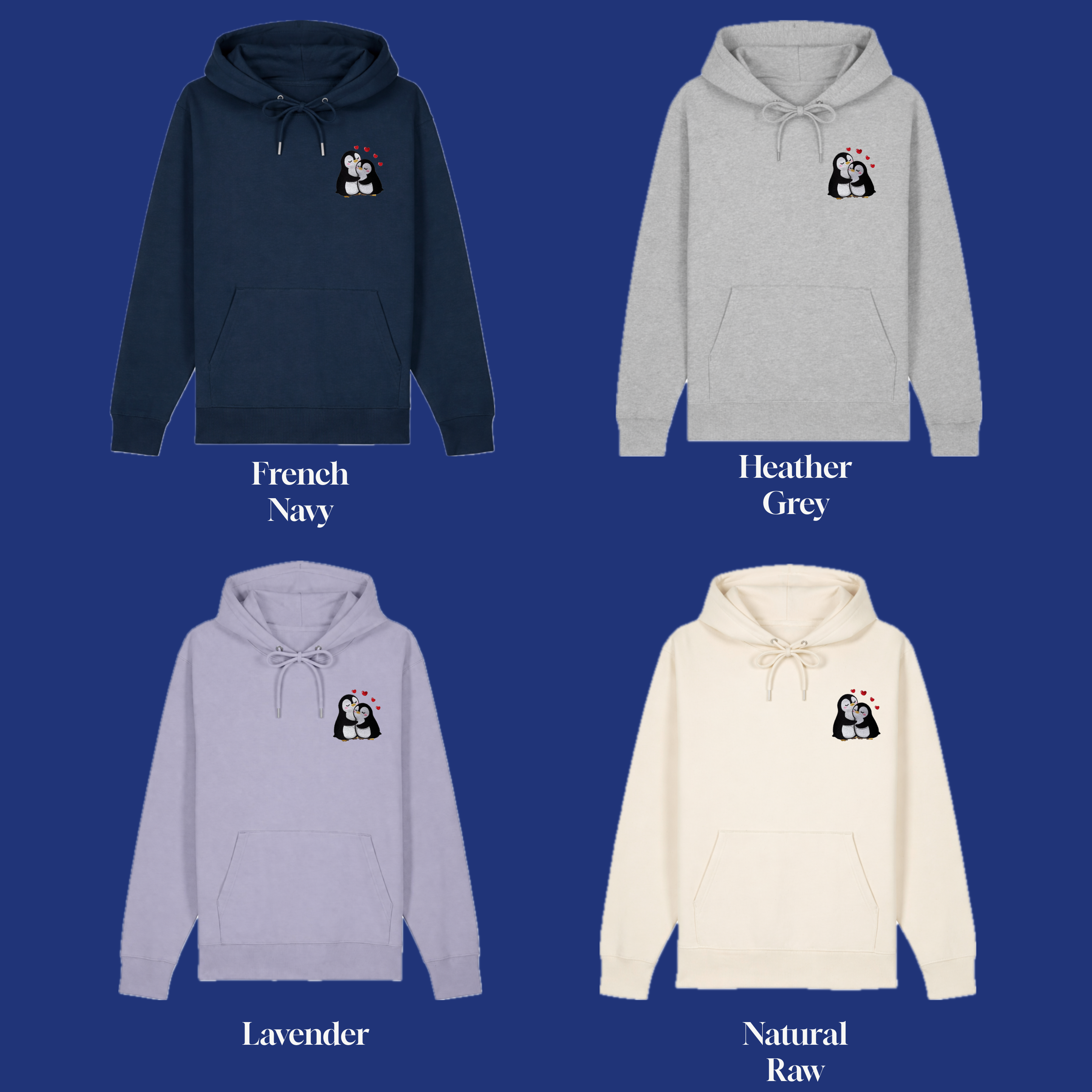 Relaxed Fit T-Shirt/Hoodie - Embroidered Penguin Love