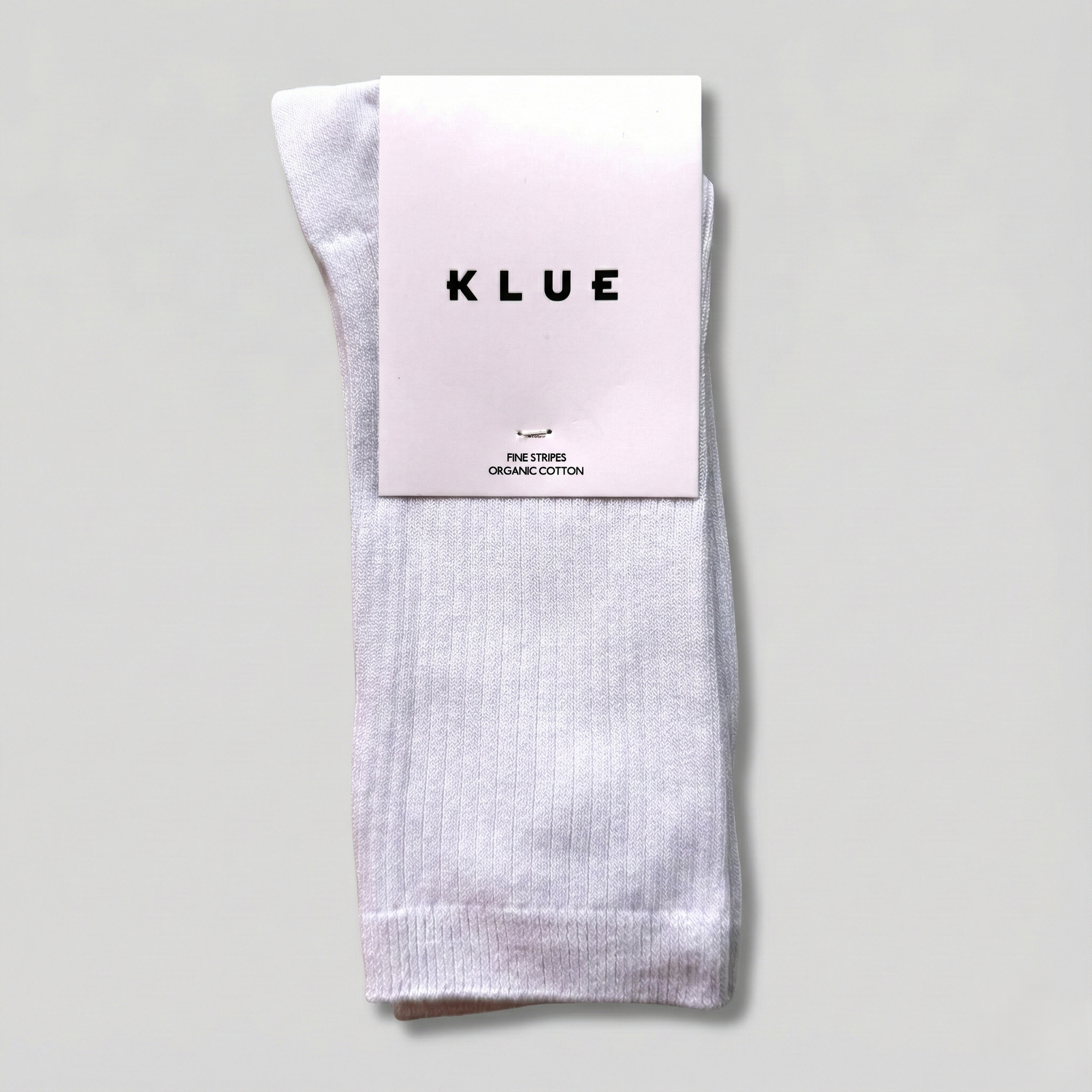 KLUE Organic Cotton Solid Fine Stripes socks | White