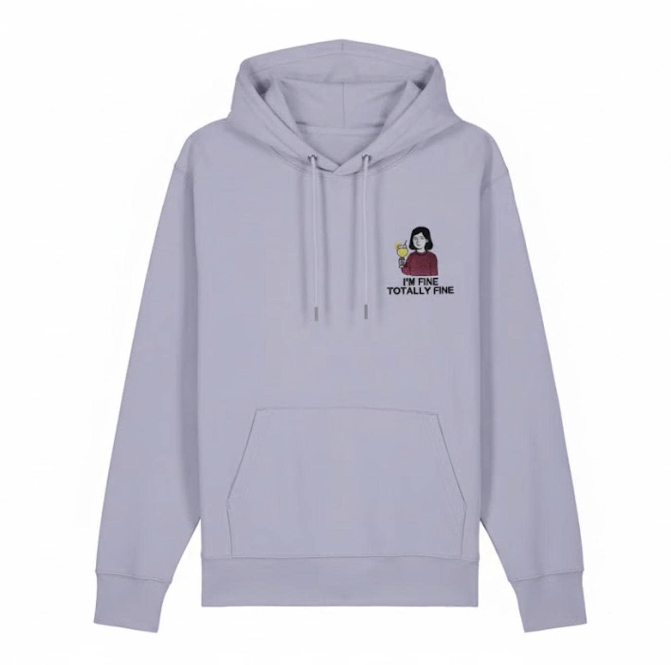 Embroidered Hoodie Ironic "I'M FINE TOTALLY FINE"
