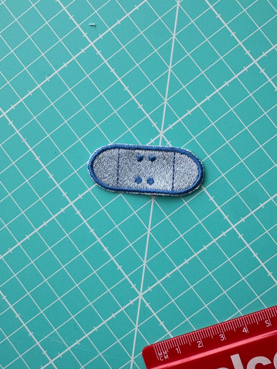 Embroidered Patch – Cute Bandage (Blue) 5 cm